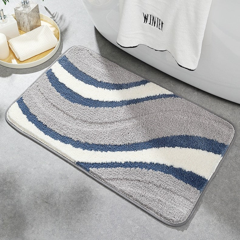 Plush Wave-Texture Non-Slip Bath Mat for Bathroom Comfort