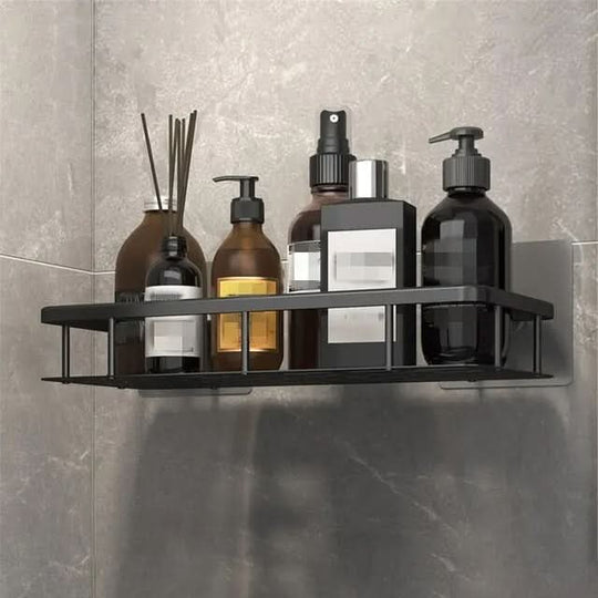 Drill-Free Adhesive Bathroom Shelf for Shower and Vanity Storage