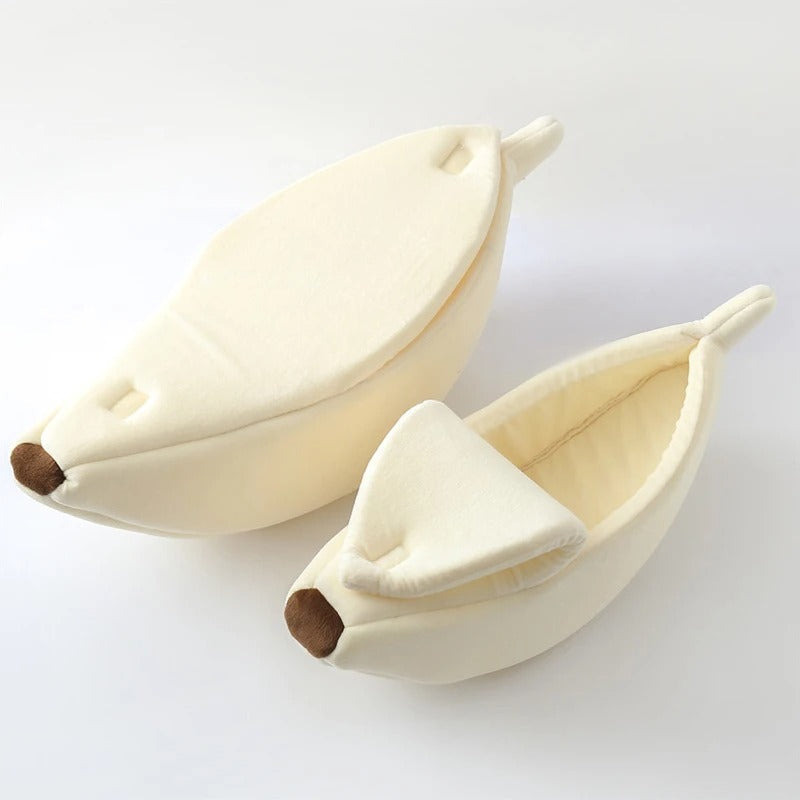 Creamy white banana cat bed