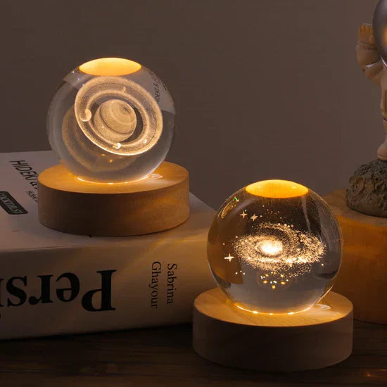 Solar System Crystal Ball Night Light for Bedside Ambient Decor