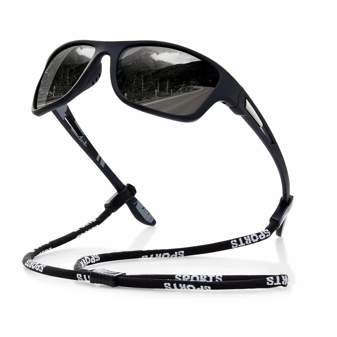 Black polarized sports sunglasses