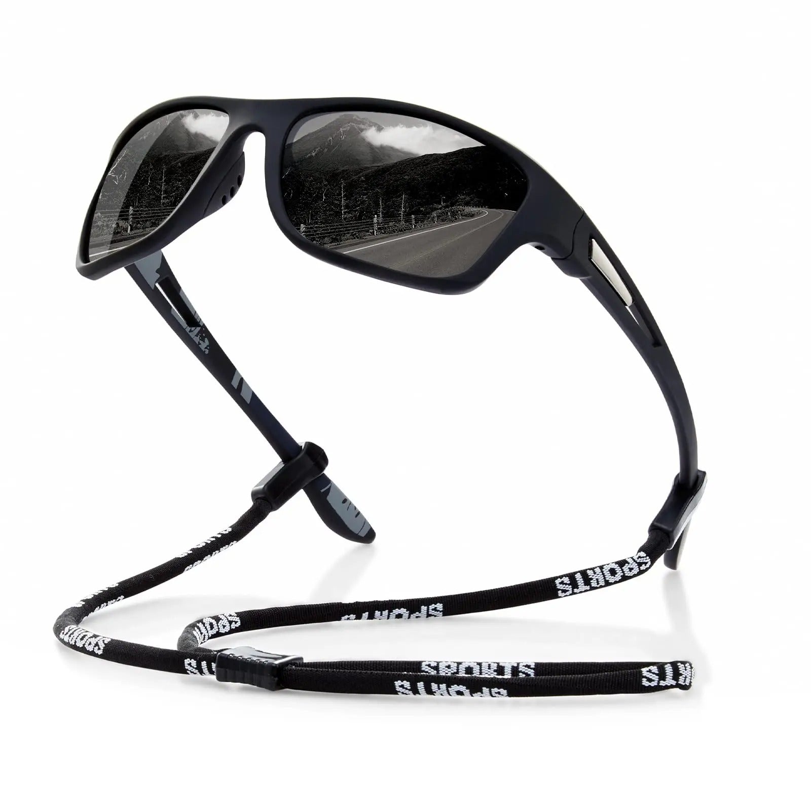 Black polarized sports sunglasses