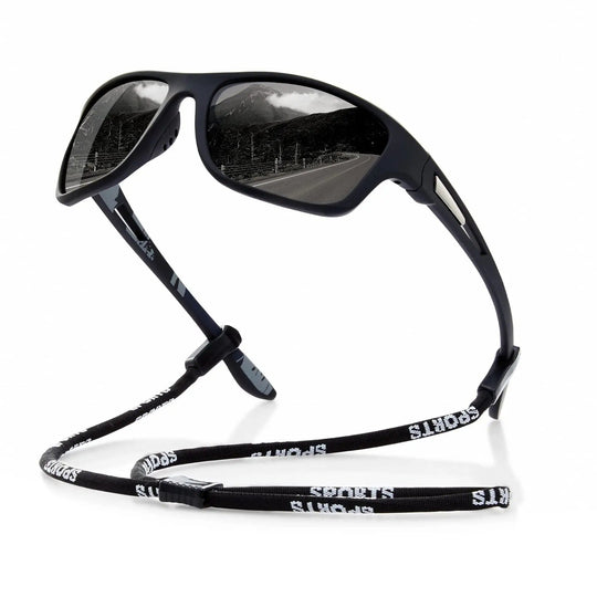Black polarized sports sunglasses
