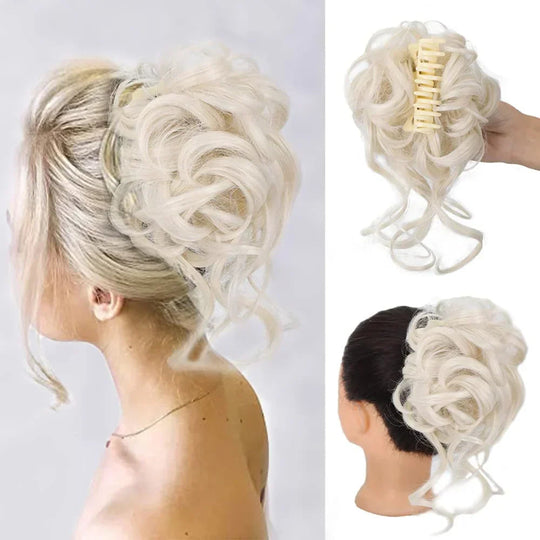 Voluminous Curly Messy Bun Clip-In Hair Piece for Effortless Updos