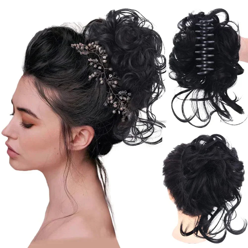 Voluminous Curly Messy Bun Clip-In Hair Piece for Effortless Updos