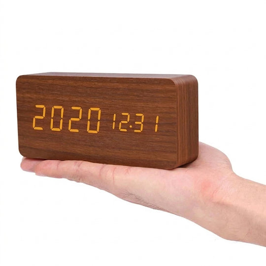 Minimalist Wooden LED Digital Alarm Clock for Bedroom and Desk