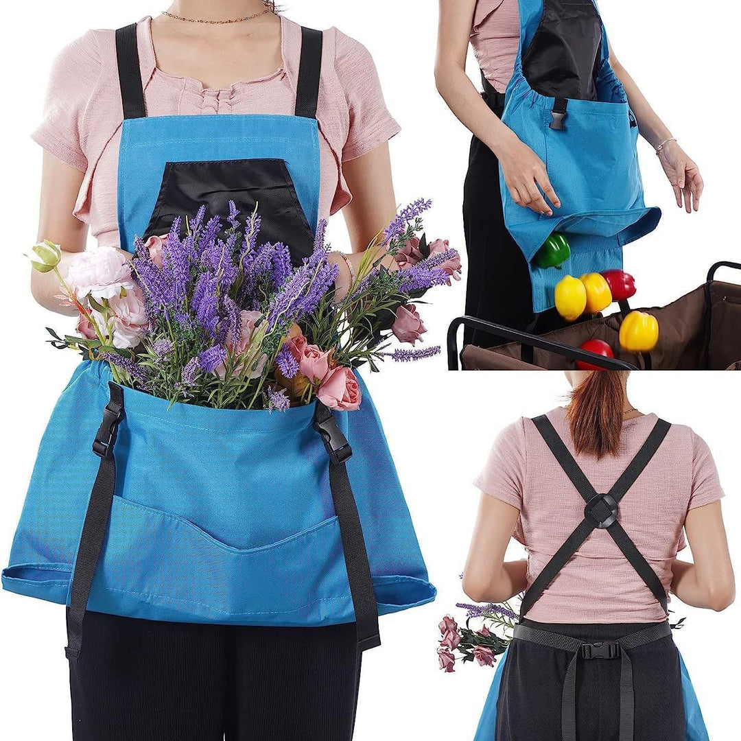 Waterproof Oxford Gardening Apron with Harvest Pouch for Outdoor Use