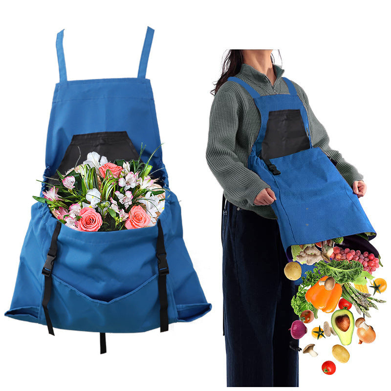 Waterproof Oxford Gardening Apron with Harvest Pouch for Outdoor Use