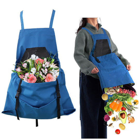Waterproof Oxford Gardening Apron with Harvest Pouch for Outdoor Use