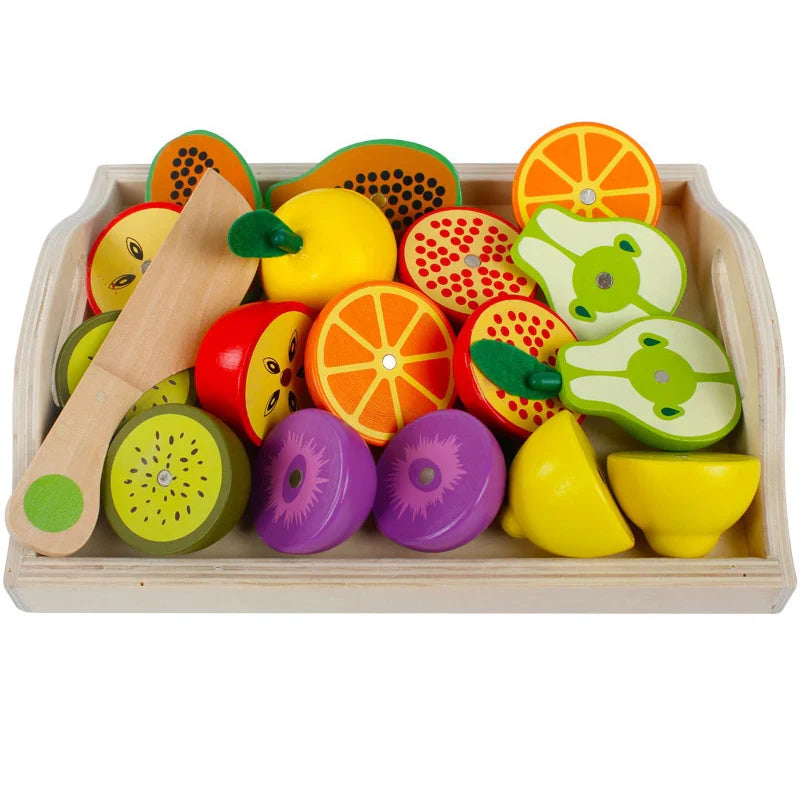 Wooden cut fruit tray set