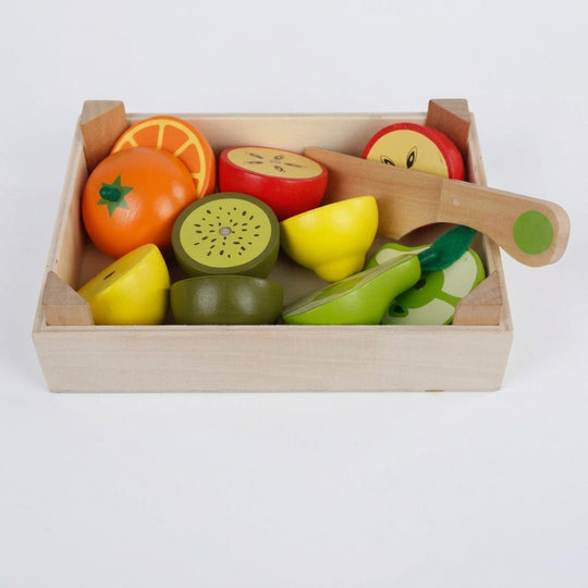 Wooden fruit crate cutting set