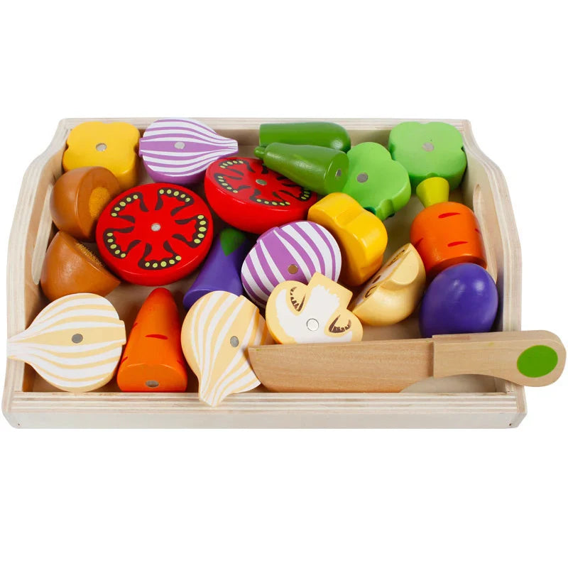 Wooden cut vegetable tray set