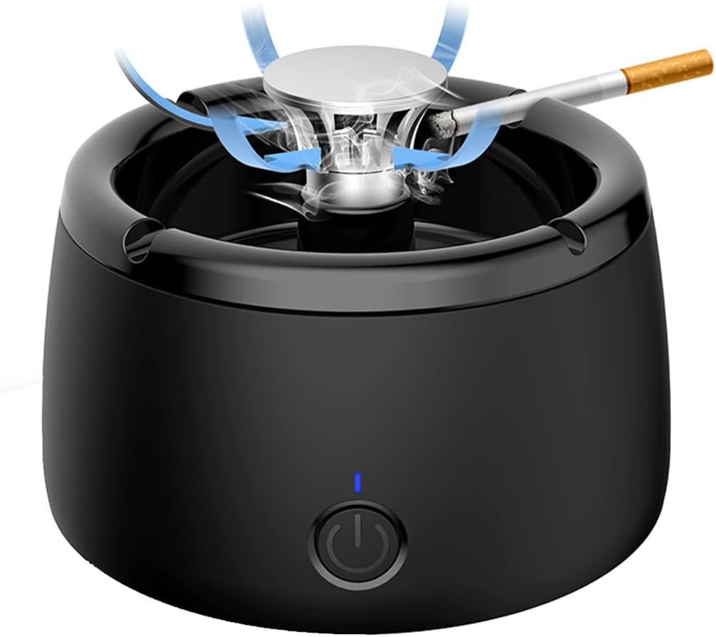 Black smokeless ashtray with air purifier
