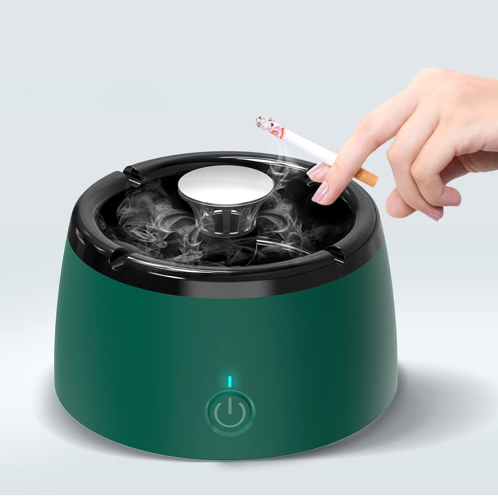 Green smokeless ashtray with air purifier