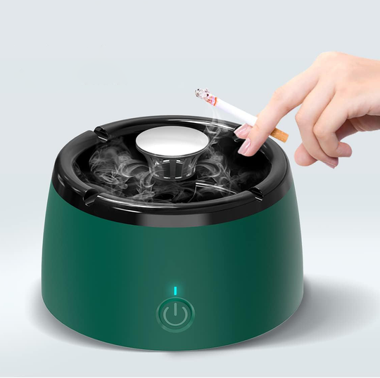 Green smokeless ashtray with air purifier