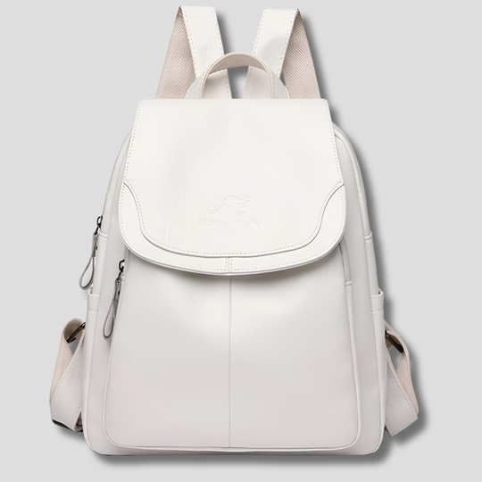 Pure White anti-theft leather backpack