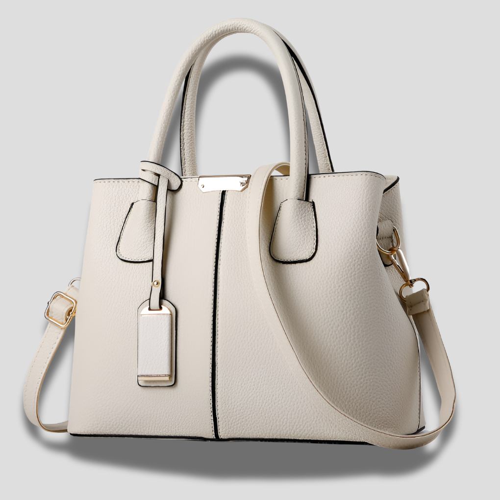 Beige pebbled leather tote bag