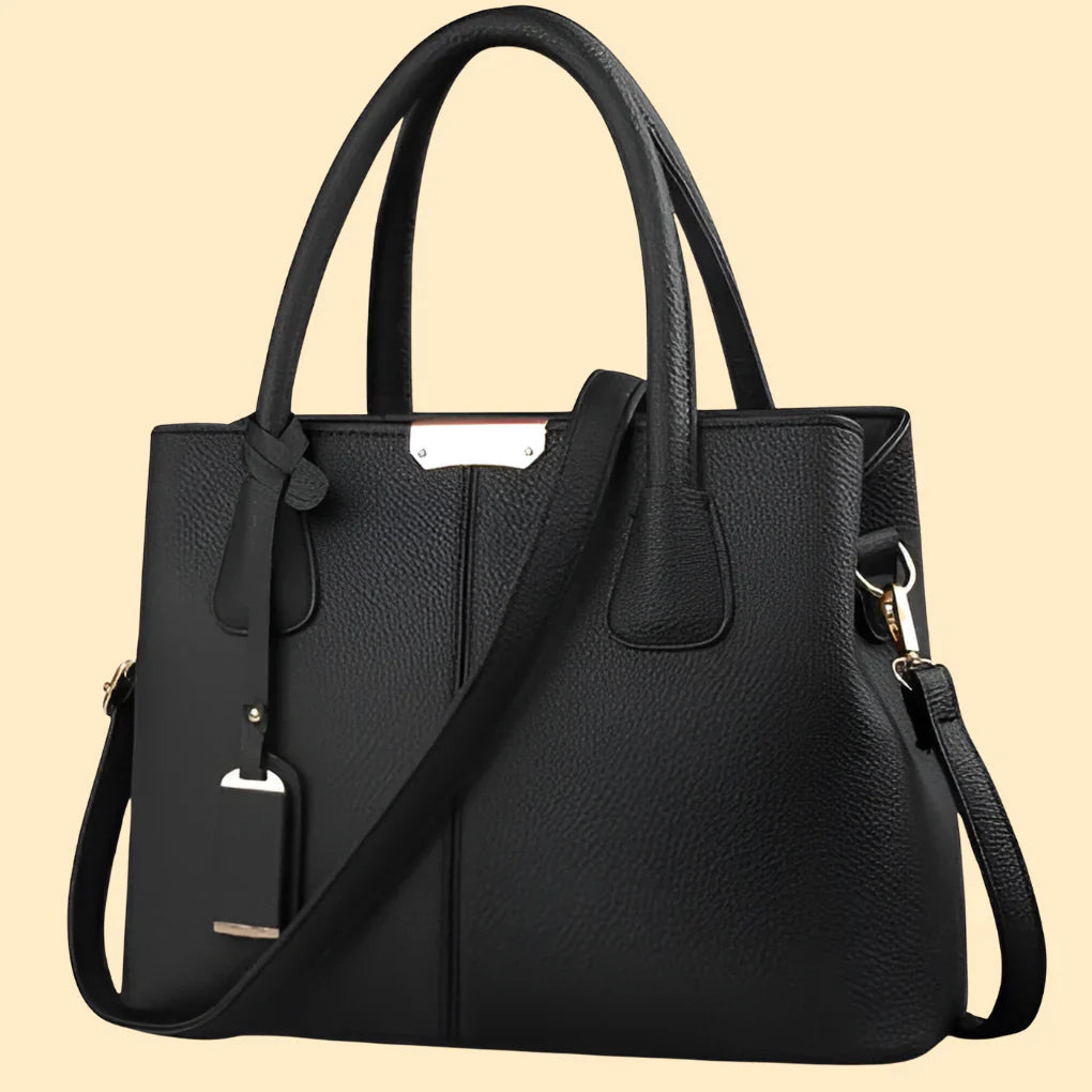 Black pebbled leather tote bag