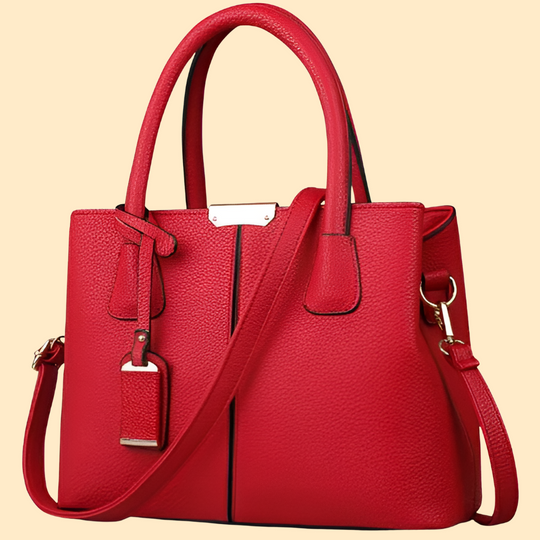 Wine red pebbled leather tote bag