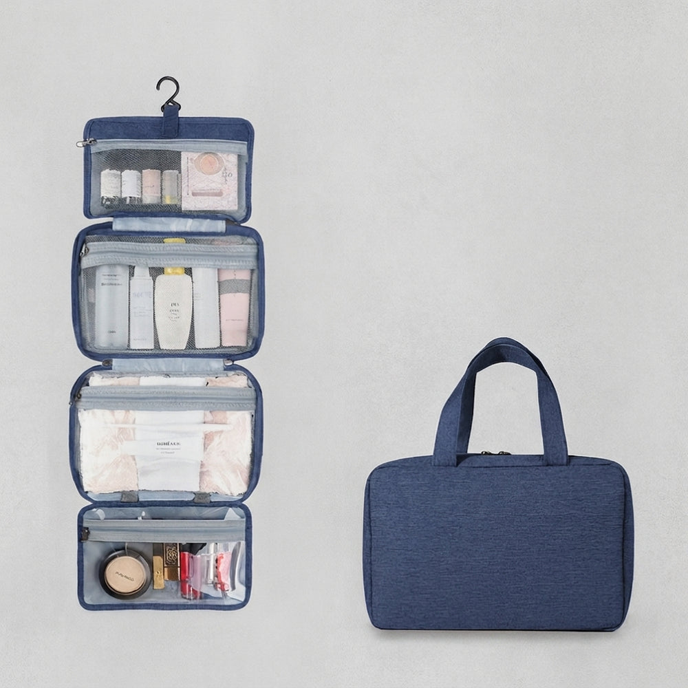 Gray hanging toiletries organizer bag