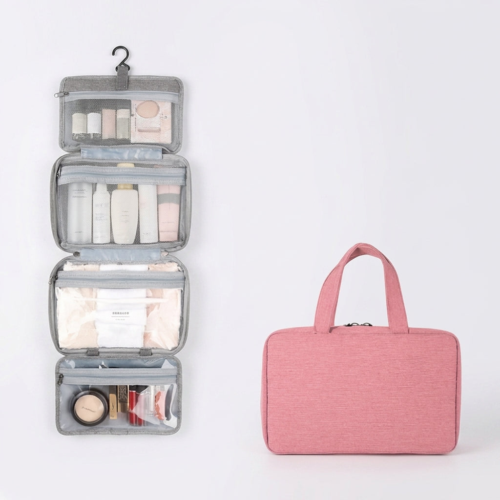 Pink hanging toiletries organizer bag