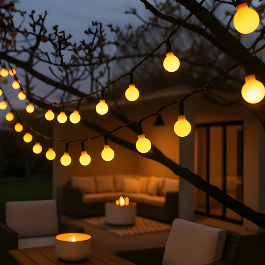 Solar Powered Globe String Lights for Garden and Patio Ambiance