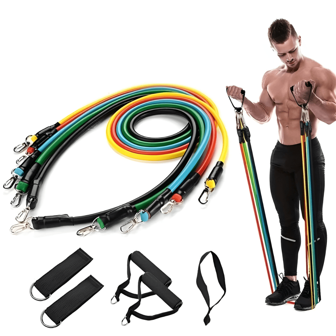Eleven Piece Resistance Bands Set for Full Body Workouts