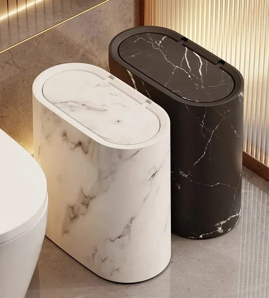 White and black marble bins