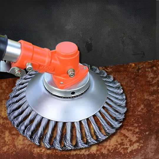 Heavy-Duty Carbon Steel Weed Brush Trimmer Head for Garden and Driveway Cleaning