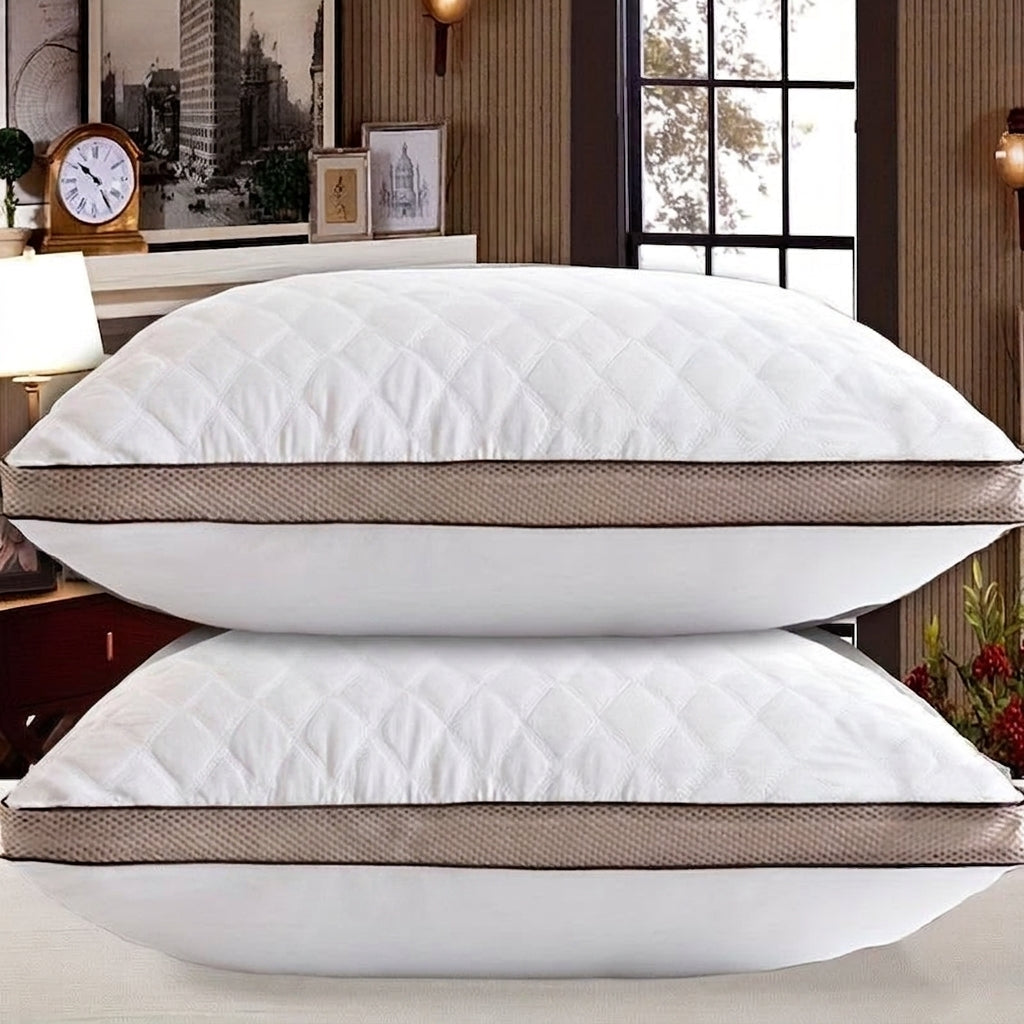 Plush Quilted Hotel-Style Pillow with Adjustable Loft for All-Season Sleep