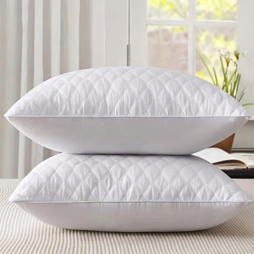 Plush Quilted Hotel-Style Pillow with Adjustable Loft for All-Season Sleep