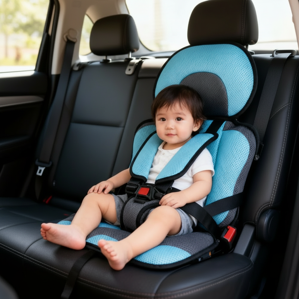 Light blue child car booster seat cushion