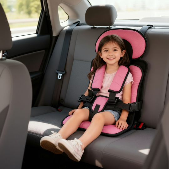 Pink child car booster seat cushion