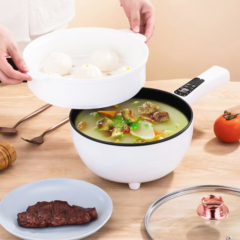 Electric frying pan with food