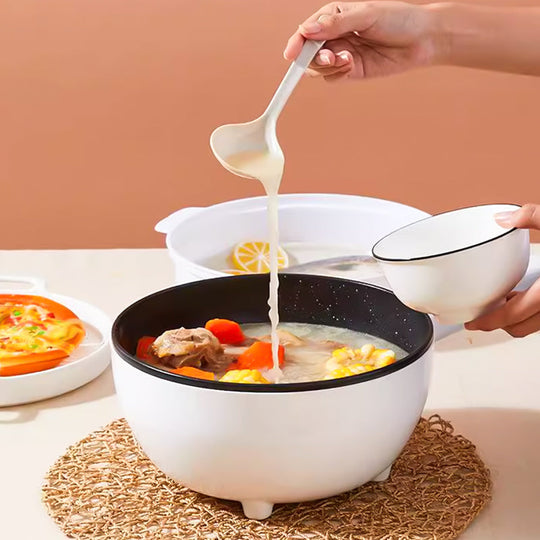 Electric pan with soup