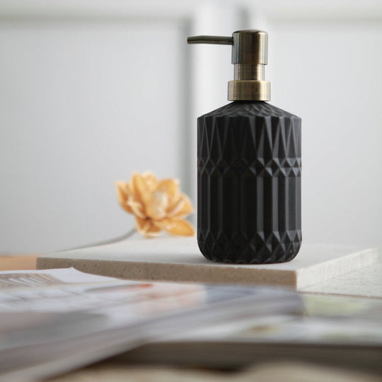 Black glass soap dispenser