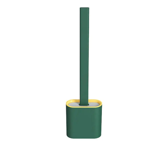Hygienic Flexible Silicone Toilet Brush and Holder for Bathroom Cleaning