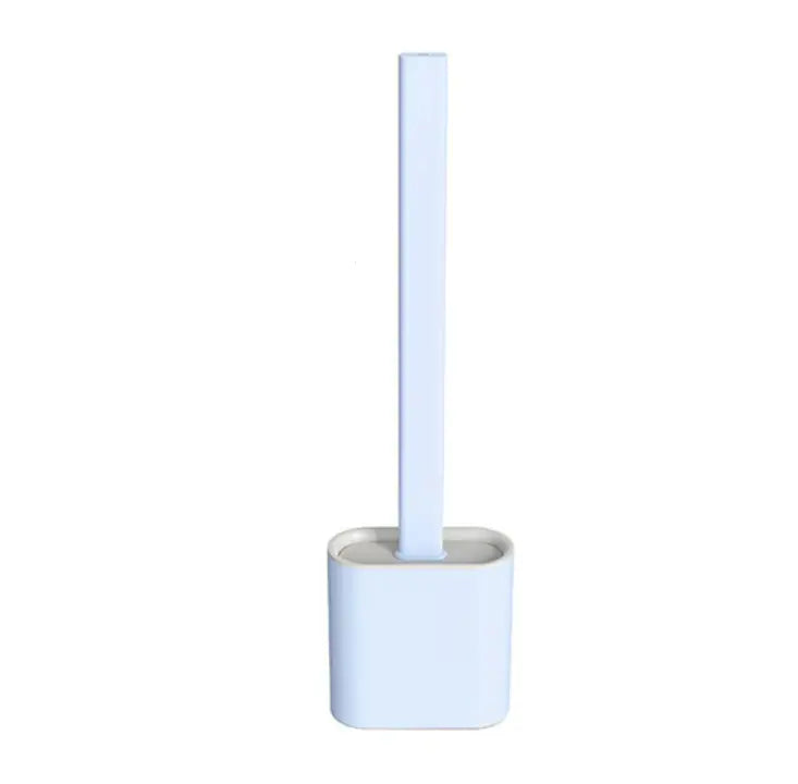 Hygienic Flexible Silicone Toilet Brush and Holder for Bathroom Cleaning