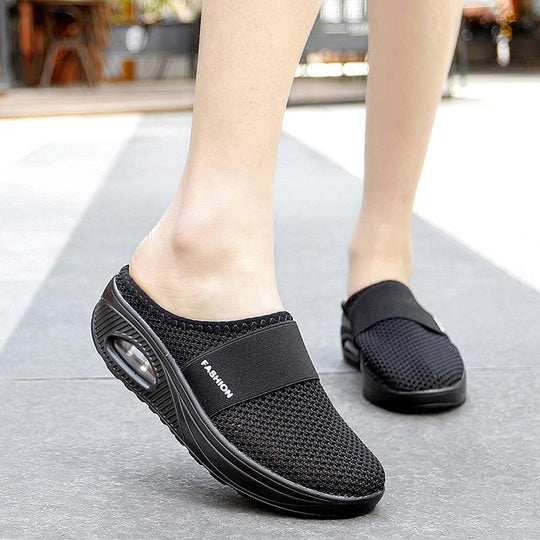 Cushioned Air-Support Slip-On Walking Mules for Everyday Comfort
