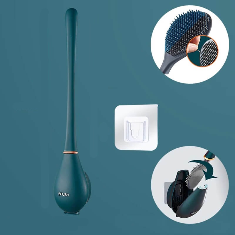 Green wall mounted toilet brush with holder