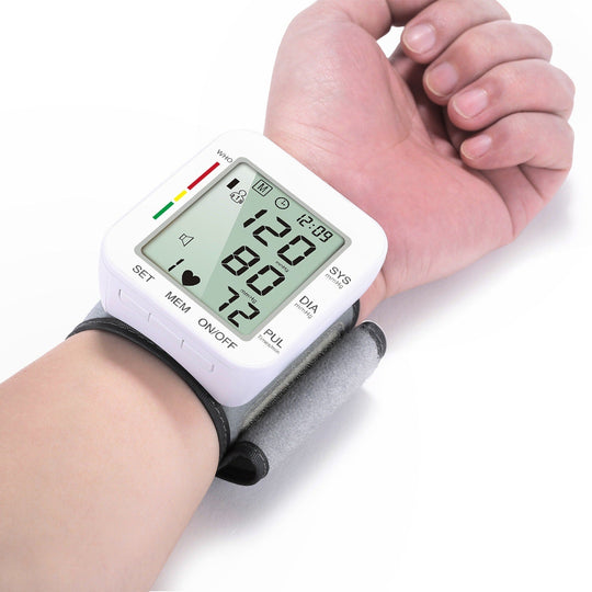 Rechargeable Digital Wrist Monitor with Large Display and Voice Readout for Home Use