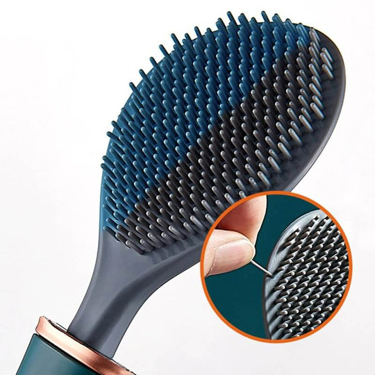 Flexible silicone toilet brush head closeup