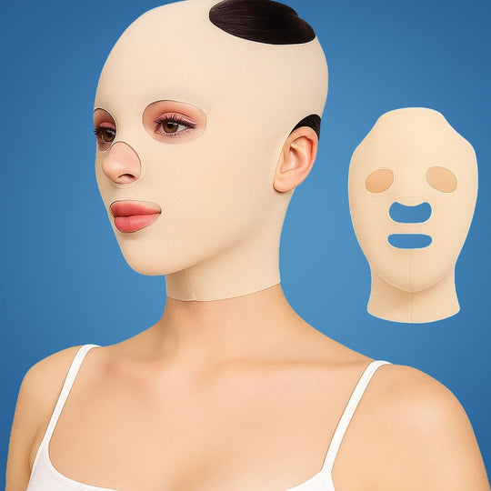 Compression face lift mask worn on face