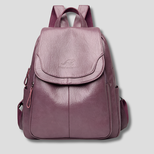 Purple anti-theft leather backpack