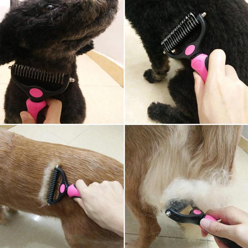 Double Sided Stainless Steel Dematting Grooming Tool for Dogs and Cats