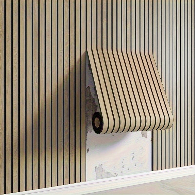 Self-adhesive 3D wood-texture wall panels
