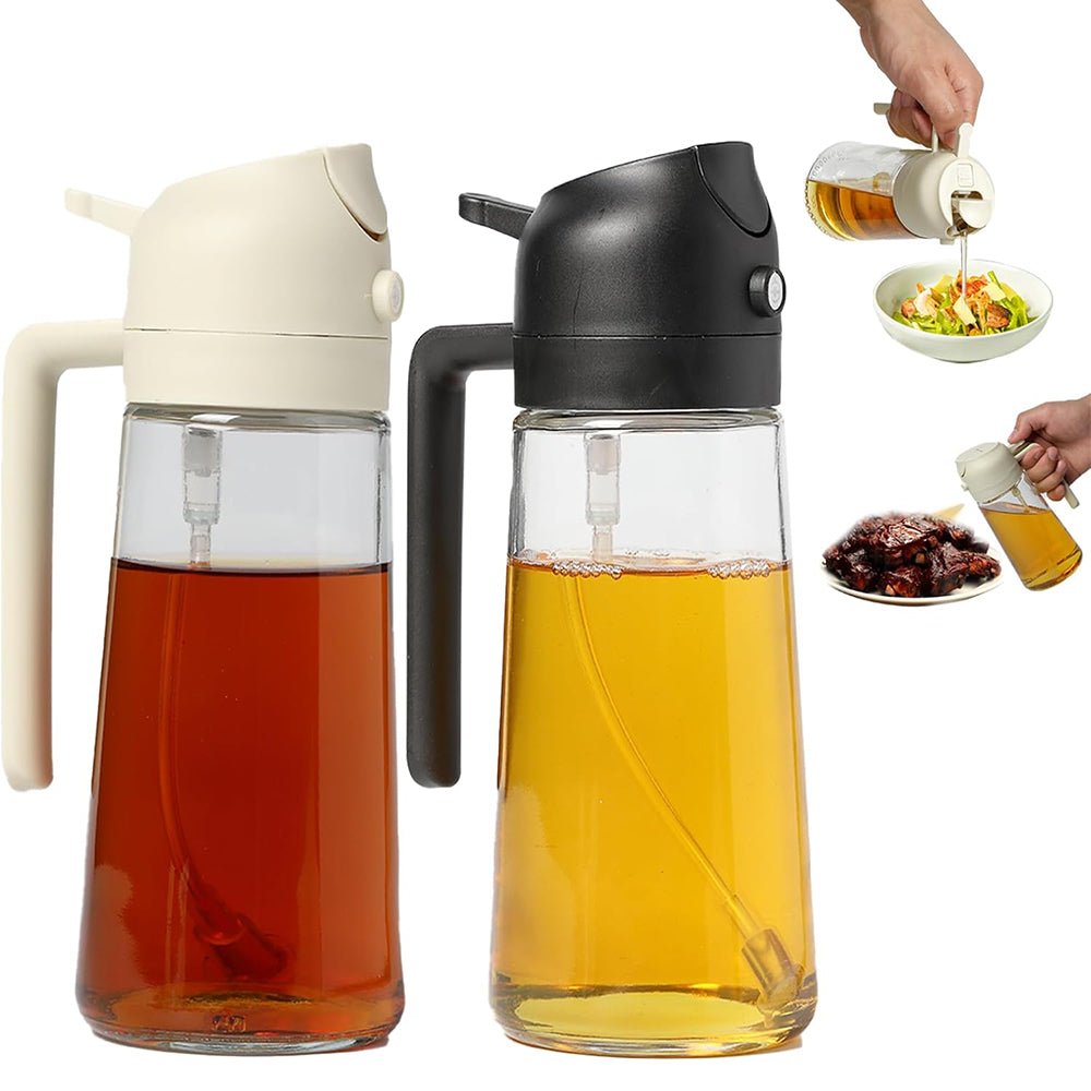 White and black 2-in-1 oil sprayer and pour bottles