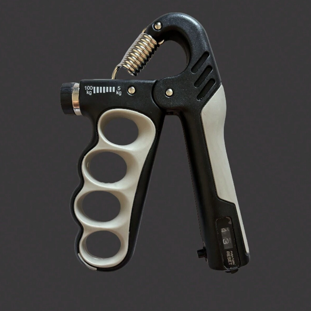 Grey adjustable hand grip strengthener