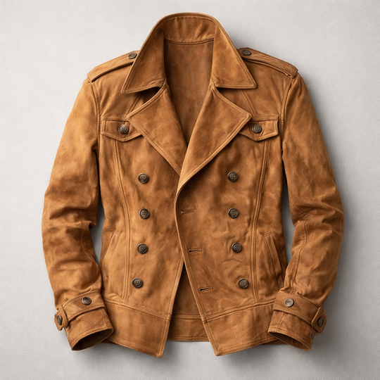 Double Breasted Suede Jacket for Men