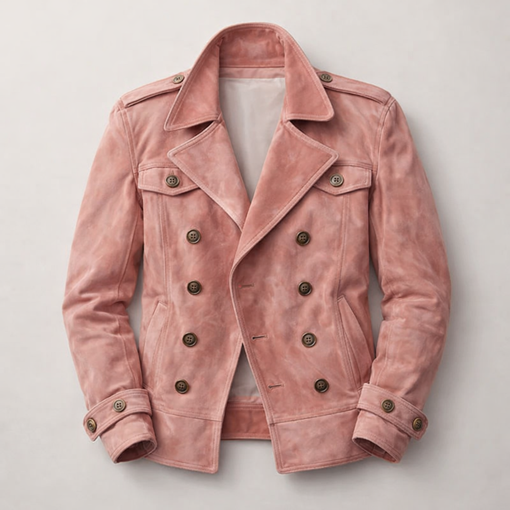 Double Breasted Suede Jacket for Men